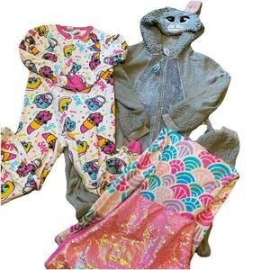Teen Girls L10/12 Jumpsuit Pajamas & Mermaid Tail Leg Cover Lot Of 3 Shopkins